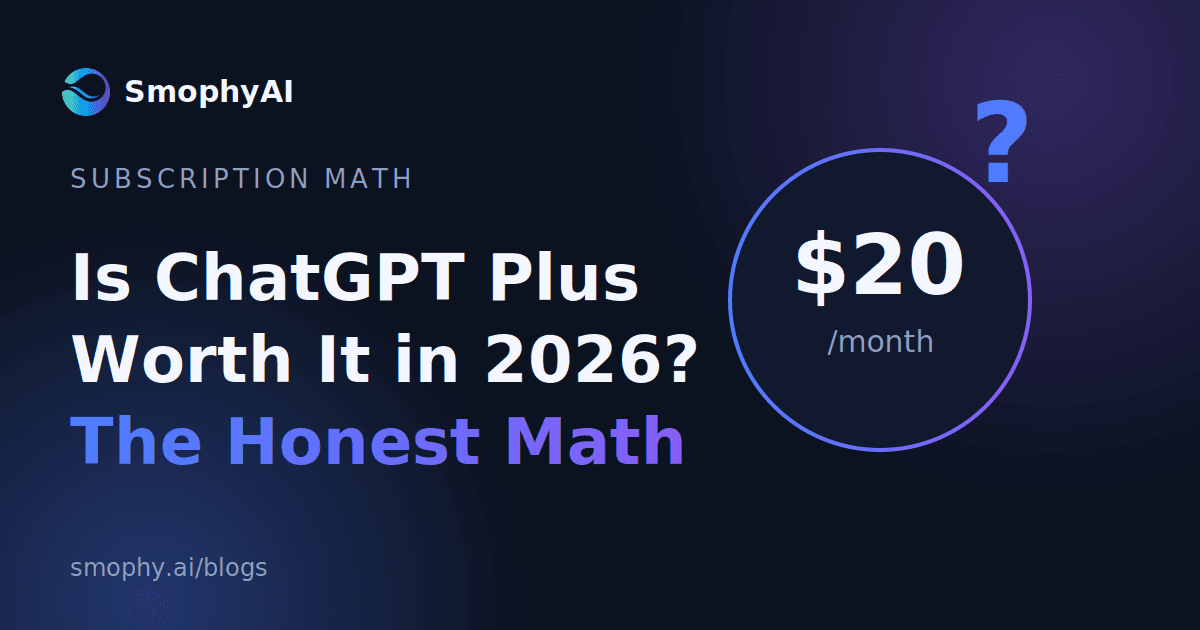 Is ChatGPT Plus worth it in 2026 - $20/month price with a question mark, SmophyAI analysis