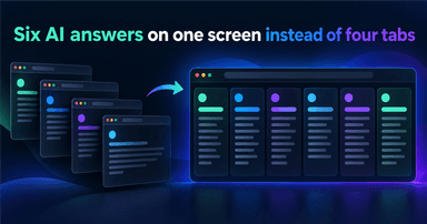 Six AI answers side by side in one SmophyAI Multi-Chat window instead of four browser tabs