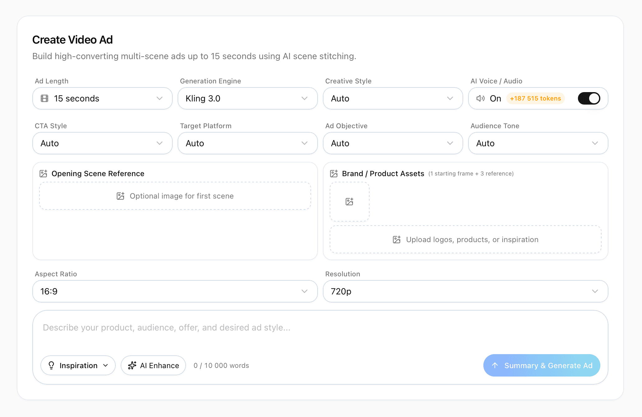 Video Studio Create Video Ads interface